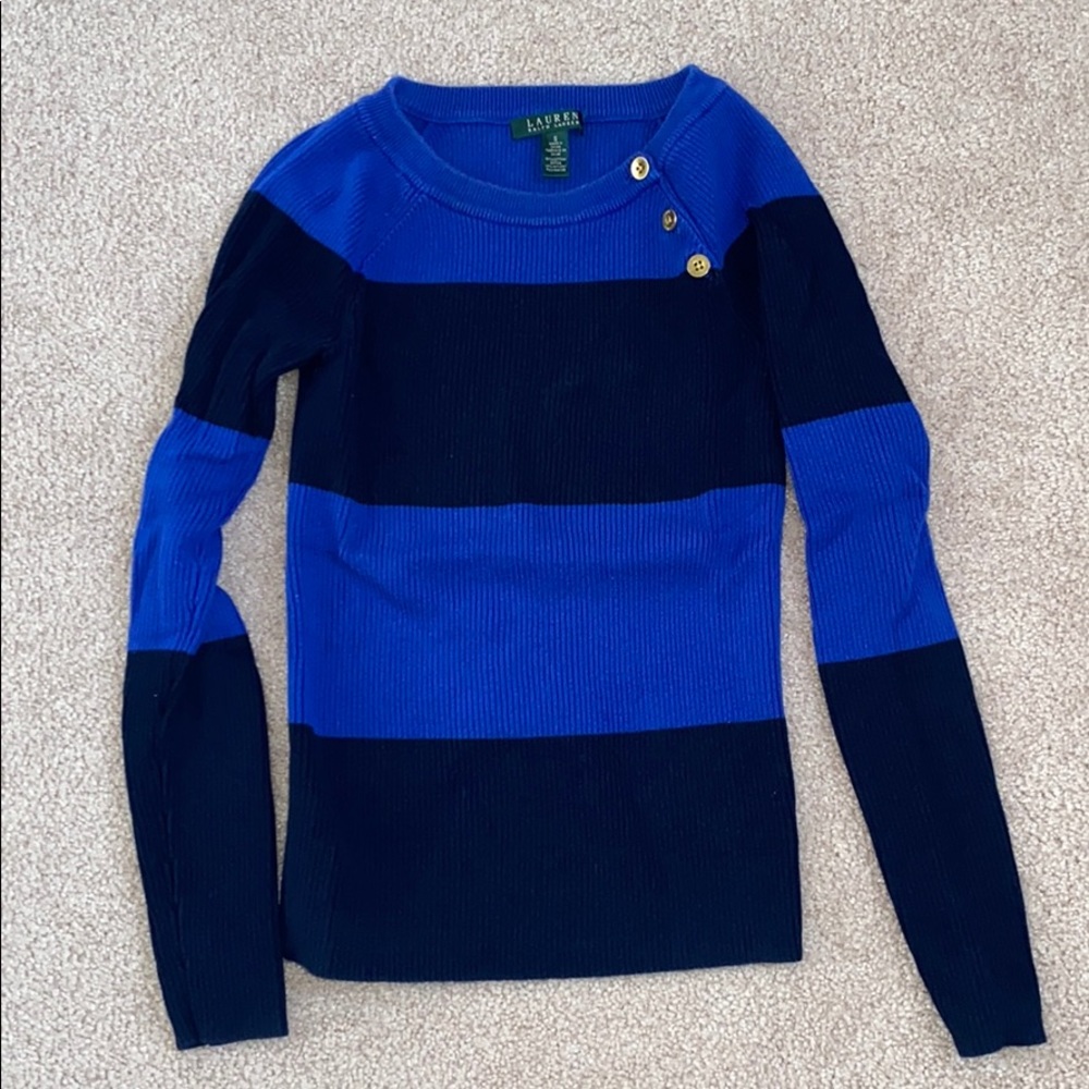 NWOT Ralph Lauren Navy Striped Sweater